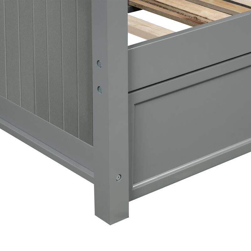 Contemporary Twin Size Wood Daybed with Built-in Storage Drawers or Trundle, No Box Spring Required