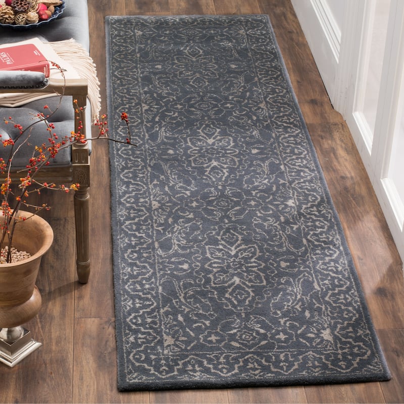 SAFAVIEH Handmade Glamour Dolors Modern Viscose Rug - 2'3" x 8' Runner - Steel/Blue