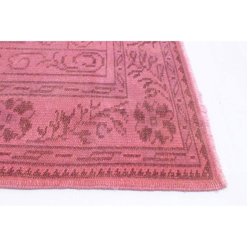 ECARPETGALLERY Hand-knotted Color Transition Dark Pink Wool Rug - 6'0 x 9'5