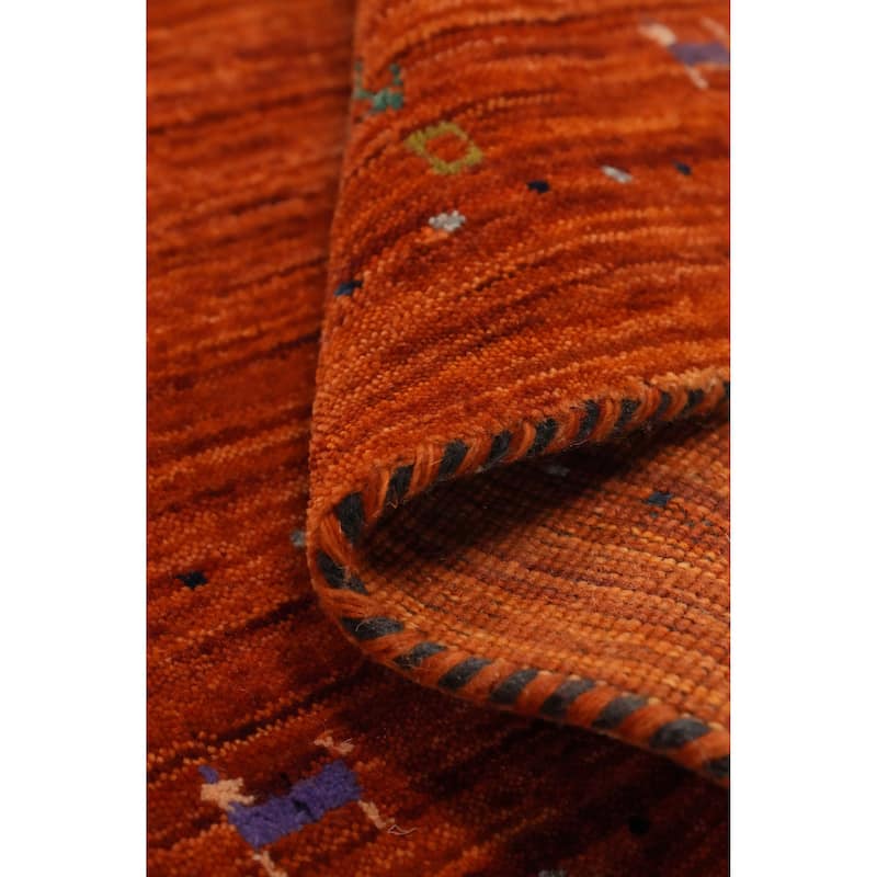 Hand Knotted Oriental 100% Wool Carpet Tribal Animal Pictorial Oranges & Rust Gabbeh Area Rug - 4' 0'' X 2' 2''