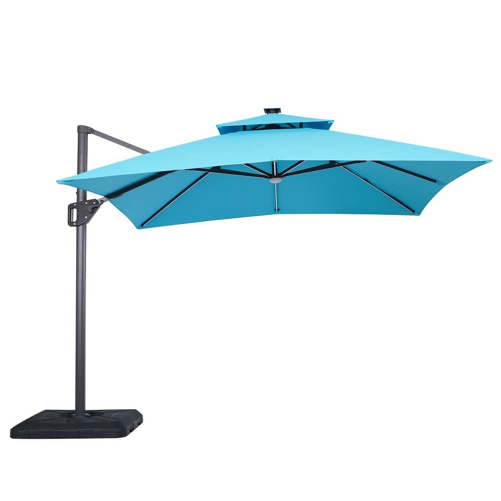 Furniture of America Spring III 10-foot LED Tube Lights Steel Cantilever Offset Tilt Roma Umbrella