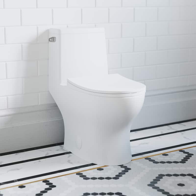 Dieppe One-Piece Elongated Toilet Left Side Flush, 10" Rough-In 1.28 Gpf - 27.56" x 14.57" 28.74"