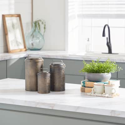 Black Iron Farmhouse Canisters (Set of 3) - S/3 7.25", 9.5", 11.5"H