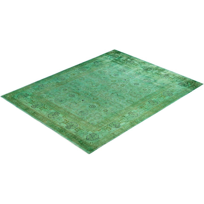 Overdyed One-of-a-Kind Hand-Knotted Area Rug - Green - 8' 1" x 10' 3"