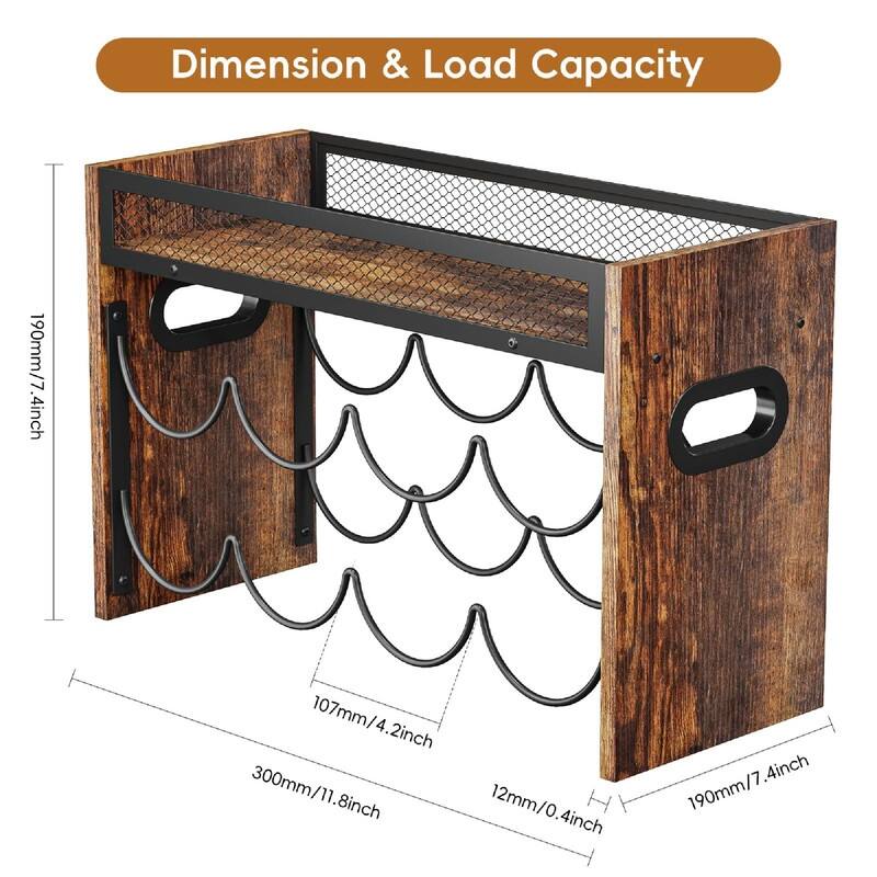 Wine Rack - 11.8"D x 7.4"W x 17.4"H