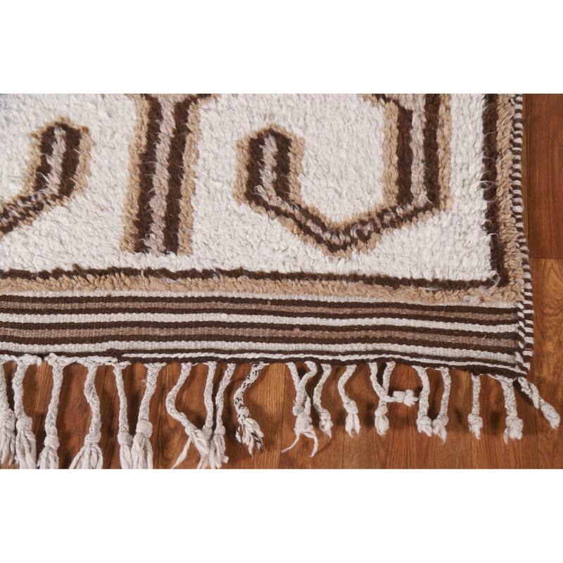 Plush Turkish Anatolian Runner Rug Hand-knotted Beige Wool Carpet - 3'6"x 13'3"