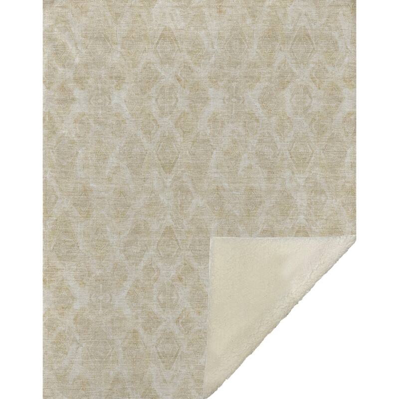 Premium Machine Washable Vintage Diamonds Sherpa Throw Blanket