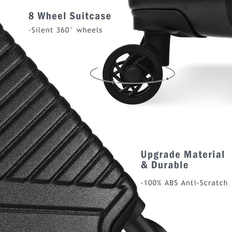 3 Piece Hardshell Luggage Spinner 8 Wheels Suitcase Sets (20"24"28")