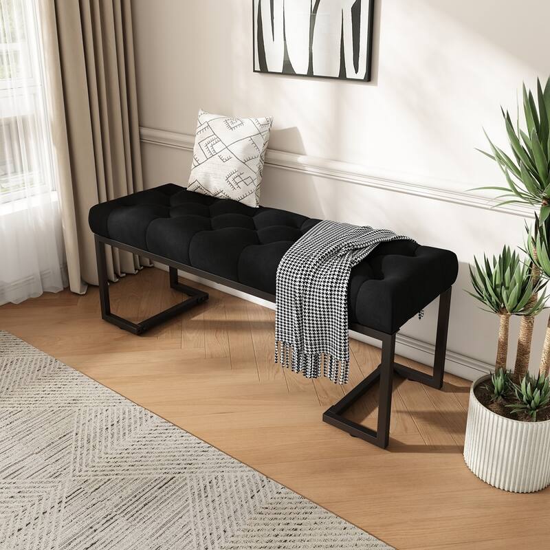 Upholstered Button Tufted Bench