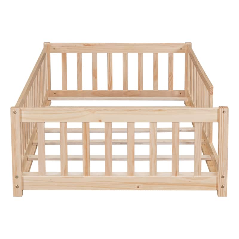 Floor Platform Bed with Fence without Door