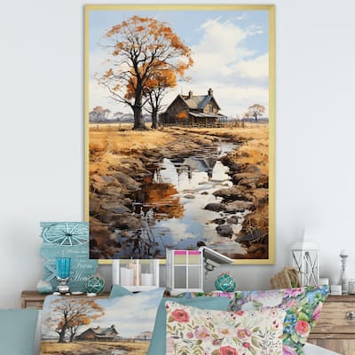 Designart "Farmhouse Rustic Retreat I" Countryside Framed Canvas Art Print