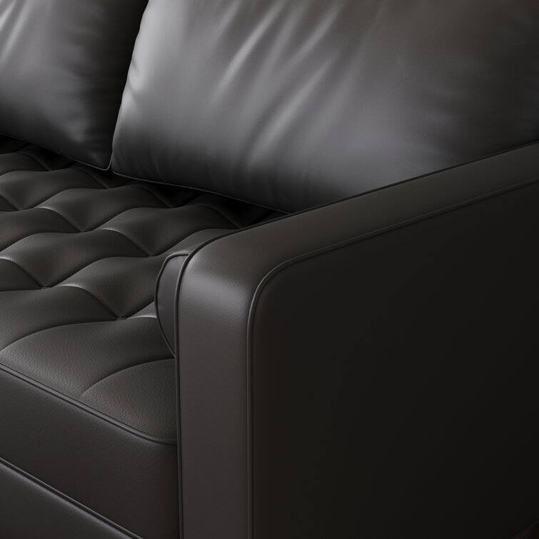Stateside Upholstered Leather Square Arm Sofa Couch 70''