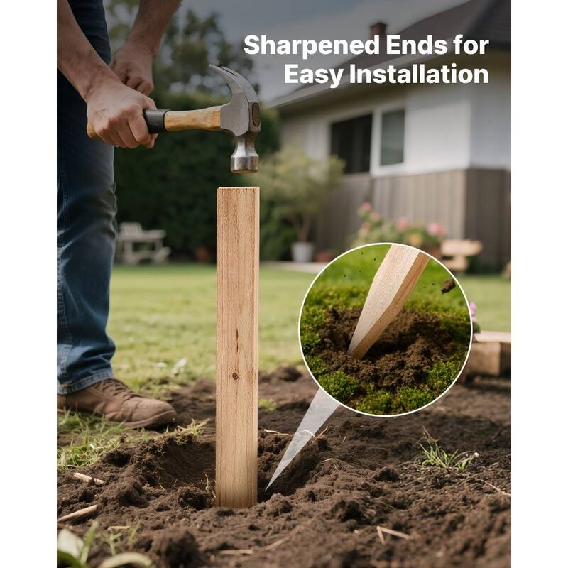 25 Pieces Natural Fir Wood Garden Stakes with Sharp Point for Outdoor Use - 0.5×1.5×36 in