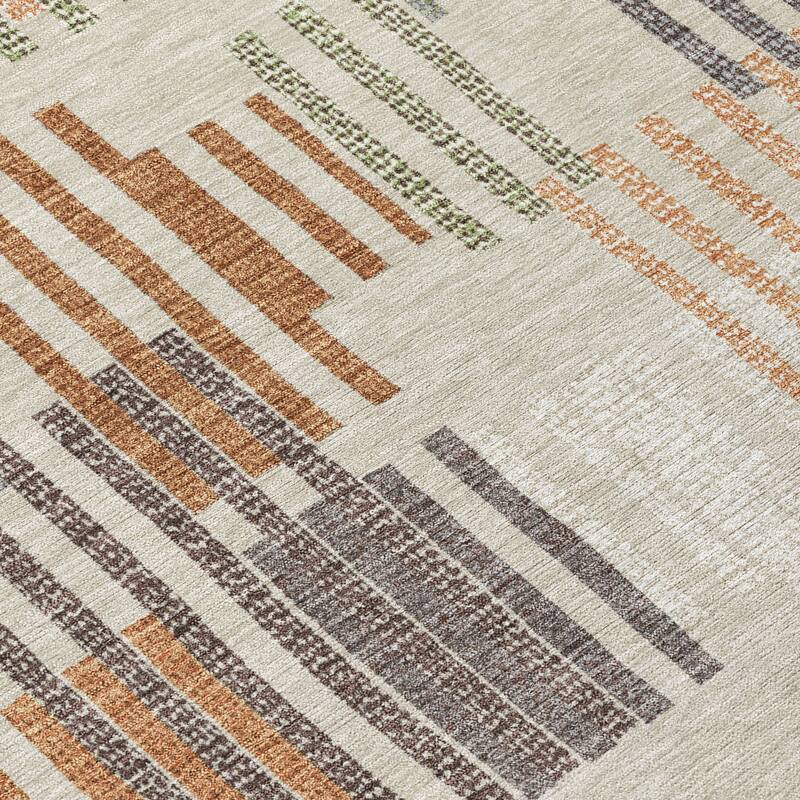 Machine Washable Indoor/ Outdoor Modern Pines Chantille Rug