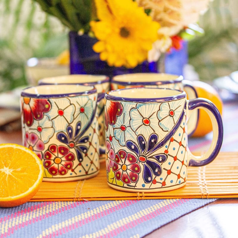 Novica Handmade Colors Of Mexico Ceramic Mugs (Set Of 4)