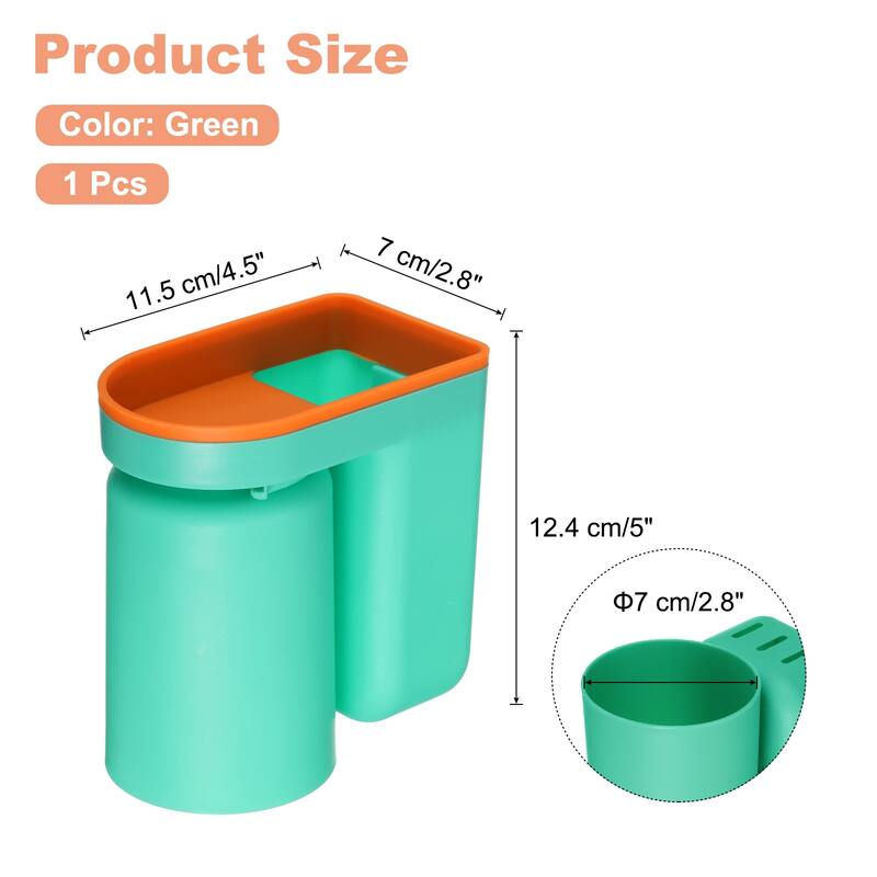 Stick-on Toothbrush Holder with Cup for Bathroom - Green