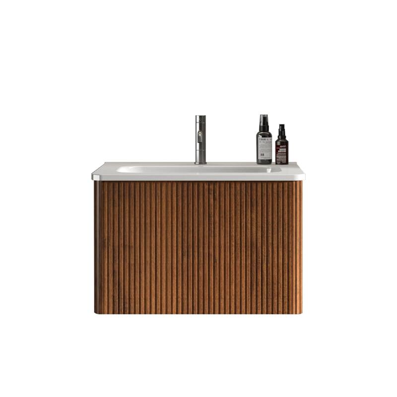 Integrated Glossy Ceramic Basin, Drain and Faucet NOT INCLUDED