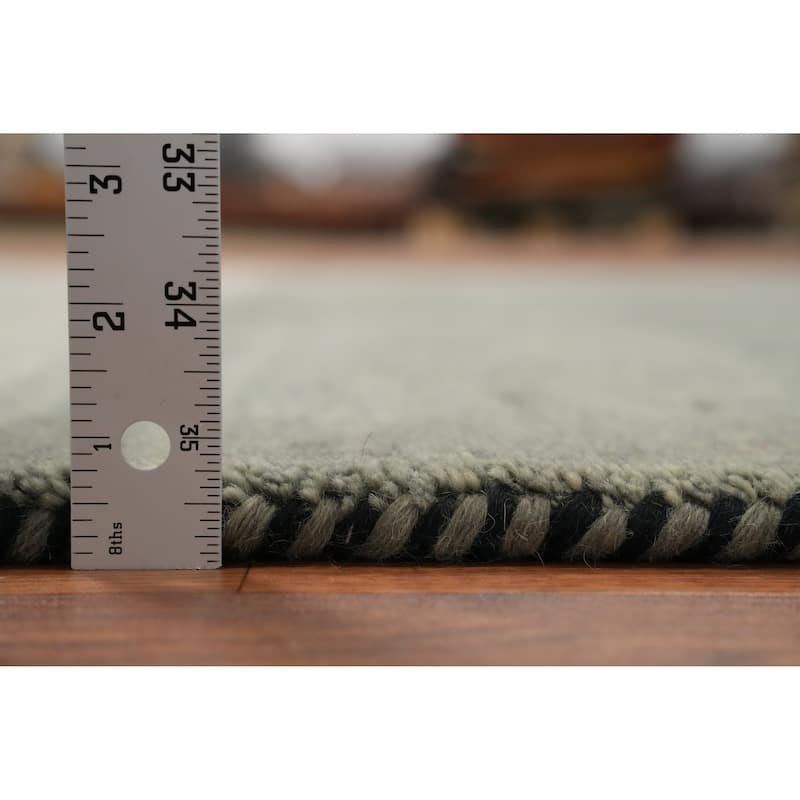 Hand Knotted Oriental 100% Wool Carpet Modern Stripe Greys & Charcoal Gabbeh Area Rug - 6' 8'' X 5' 0''