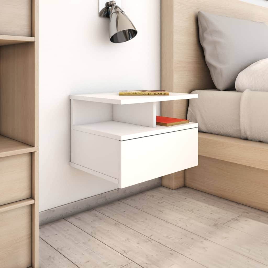 vidaXL Floating Nightstand White Engineered wood Compact