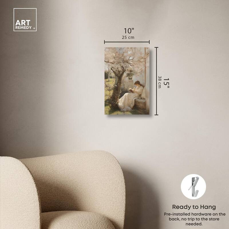 Reading With Her Cat Canvas by Art Remedy, Gallery Wrapped