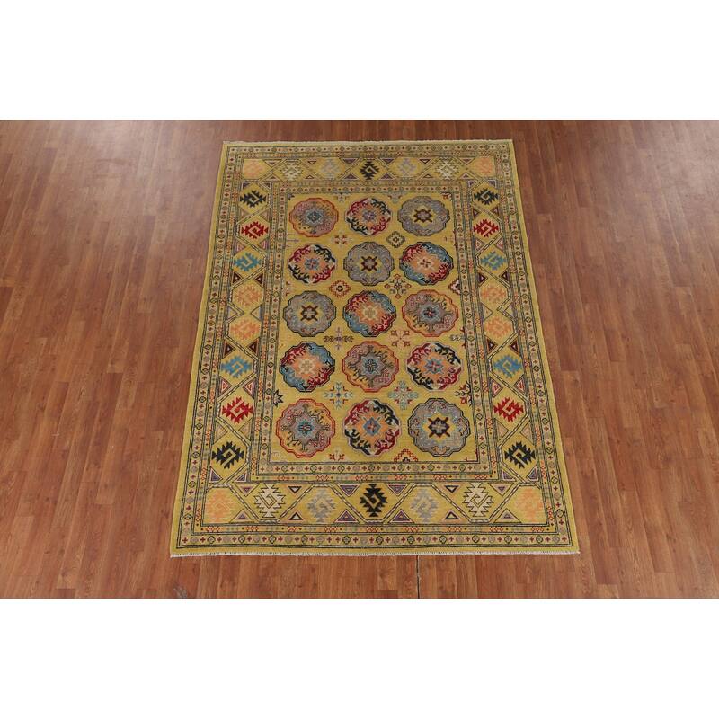 Geometric Kazak Oriental Area Rug Bedroom Handmade Wool Carpet - 5'9" x 8'0"