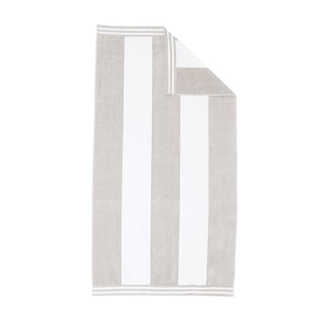 Miranda Haus Winslow Oversized Cabana Stripe 2 Piece Beach Towel - Light Grey