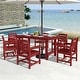 preview thumbnail 36 of 82, 7-Piece HDPE Outdoor Dining Table Sets with Umbrella Hole - 1-Table 6-Chairs