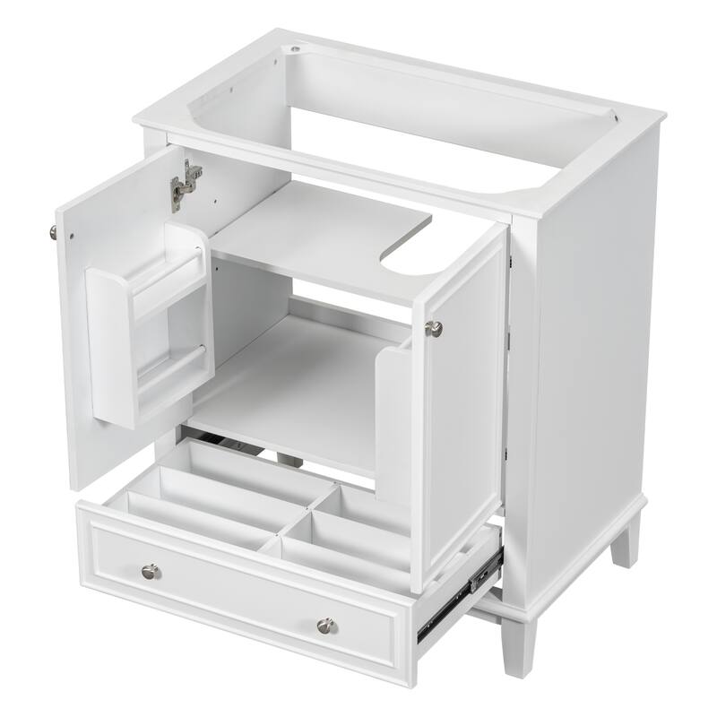 Modern 30 Inch Bathroom Vanity Base with Drawer and Adjustable Shelves, Cabinet Only without Sink