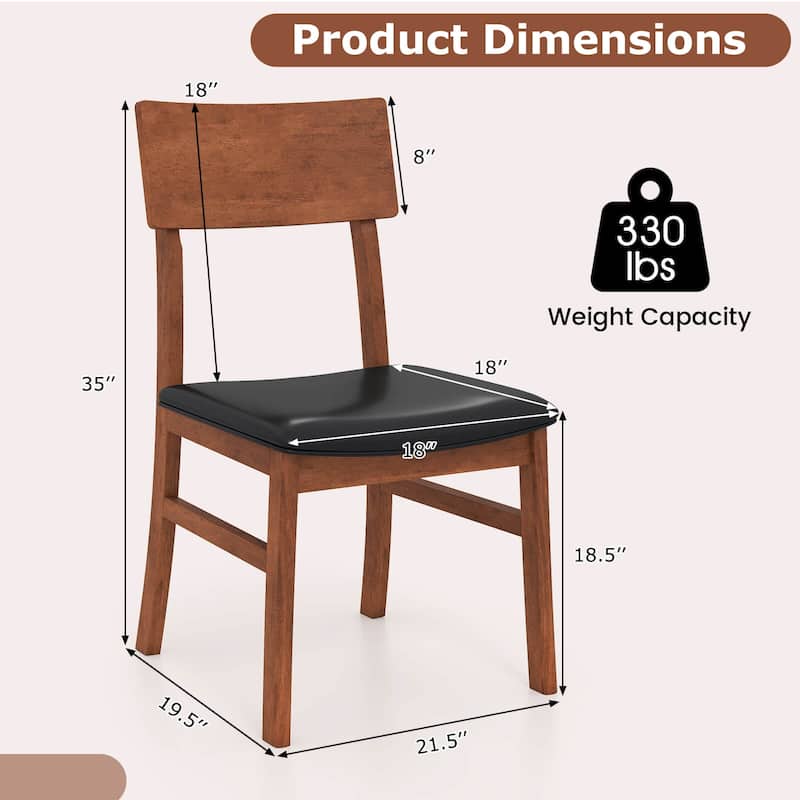 Costway Dining Chairs Set of 2/4 with Rubber Wood Legs & Upholstered - Black + Oak