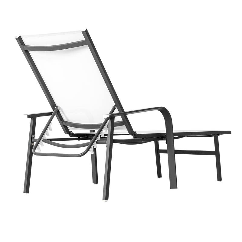 Outdoor Textilene Lounge Chair with Aluminum Frame, 6 Reclining Levels