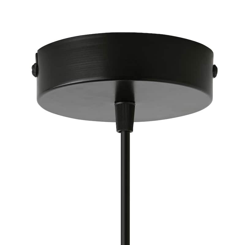 Eliza River of Goods Black Metal and Glass 6-Inch Pendant Light with Adjustable Hanging Cord - 6" x 6" x 70.75"