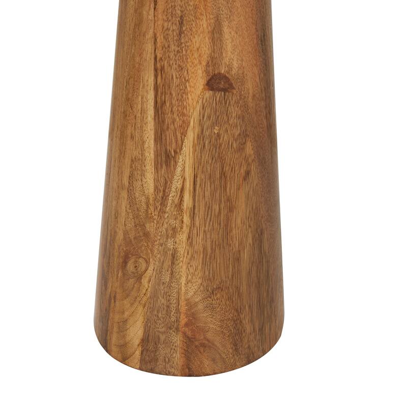 Brown Mango Wood Handmade Cone Shaped Accent Table with Black Tabletops (Set of 3)