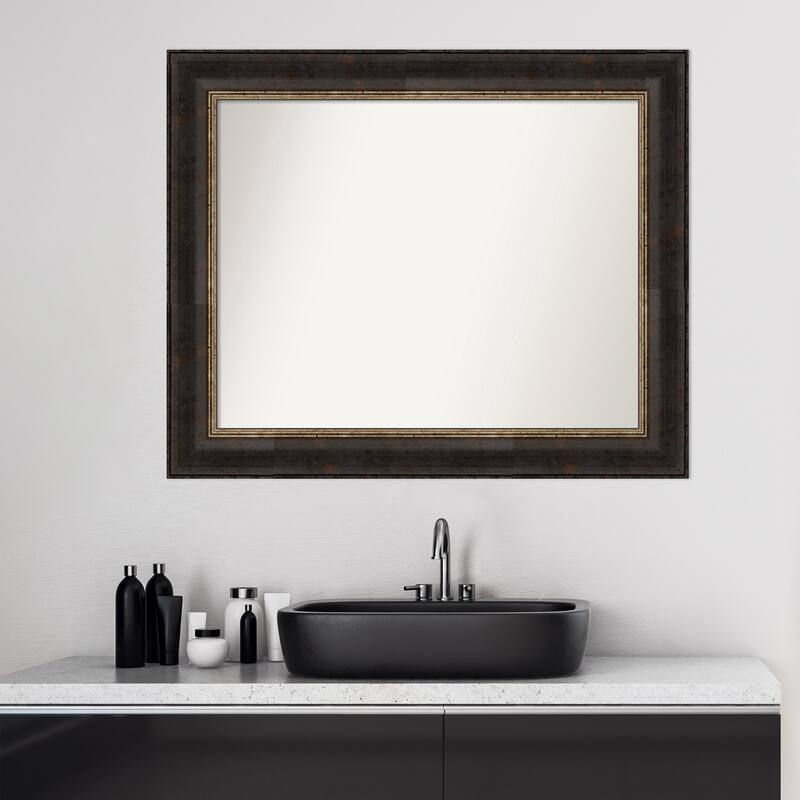 Non-Beveled Bathroom Wall Mirror - Varied Black Frame - Varied Black