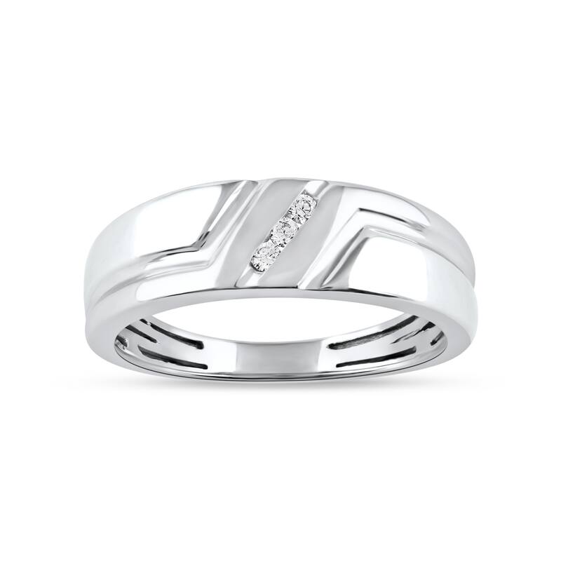 1/20ct TDW Three Stone Ring in Silver for Men