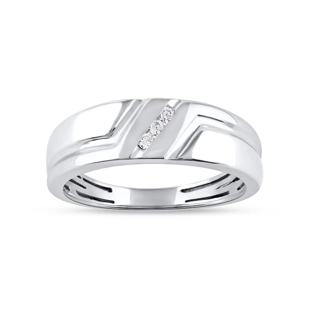 1/20ct TDW Three Stone Ring in Silver for Men