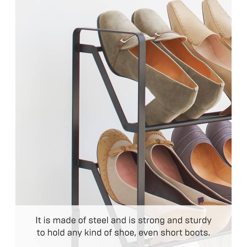 Yamazaki Home Slim Shoe Rack, Steel, Holds 8 to 12 shoes, Holds 26.4 lbs - L 6.89 x W 20.87 x H 31.5 inches