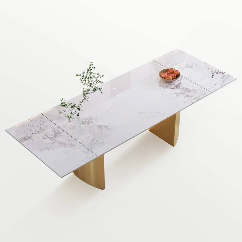 9 - Piece 94.48'' Extendable Sintered Stone Dining Table with 8 Chairs Dining Set