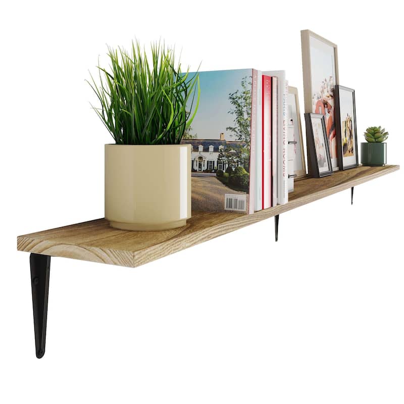 60 inch Floating Shelf, Wooden Shelf for Wall, Book Shelf, Kitchen Shelf, Living Room Shelves, Burnt