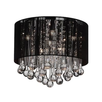 Water Drop 6 Light Drum Shade Flush Mount With Chrome Finish