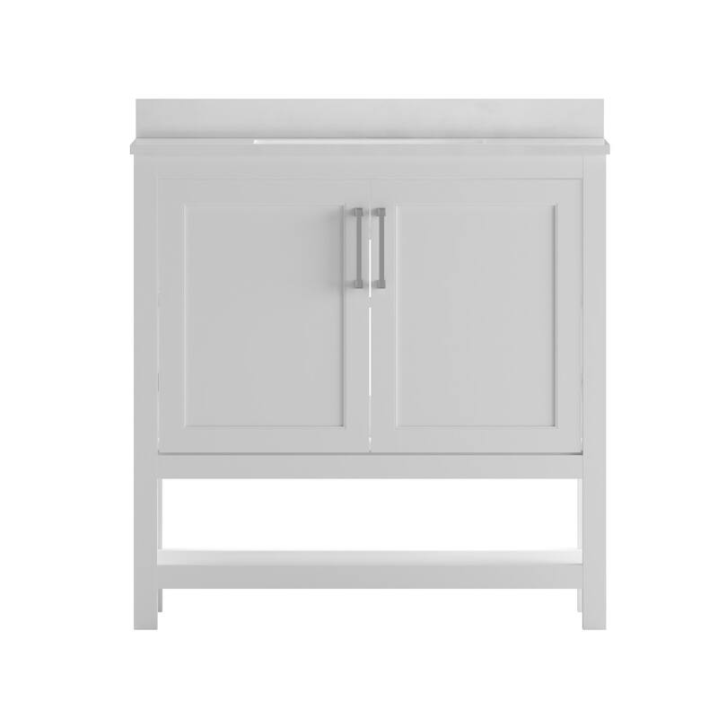 Bathroom Vanity with Undermount Sink and Open Storage Shelf