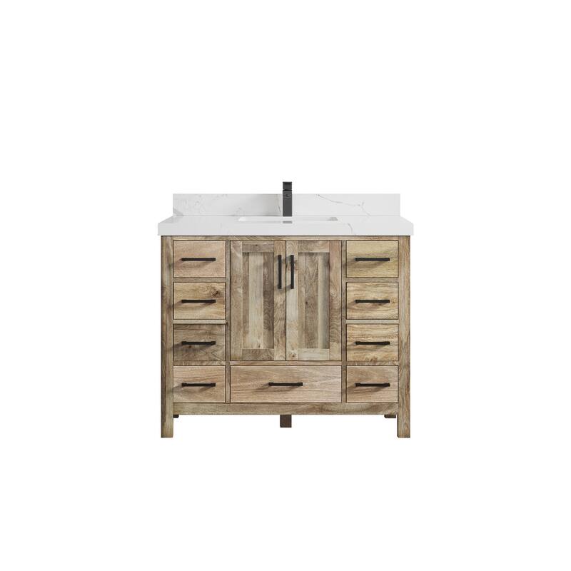 Willow Collections 42 in. W x 22 in. D Malibu Mango Single Sink Bathroom Vanity with Countertop - 2" Calacatta Laza - Natural Mango