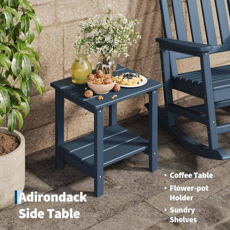 2 PCS HDPE Rocking Chair Outdoor, Porch Rocker Chairs for Patio Front Porch with 1 Table