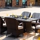 preview thumbnail 7 of 16, Direct Wicker Ellington Rectangle Gas Firepit Rattan Dining Table