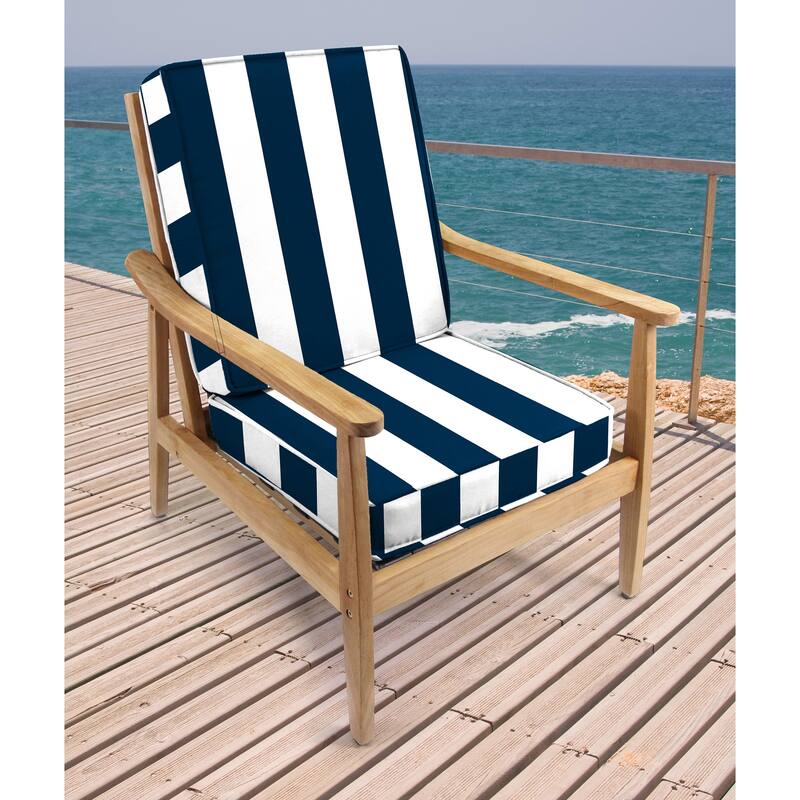 22" x 45" Outdoor Deep Seat Cushion Set with Ties - 45'' L x 22'' W x 4'' H - Cabana Navy