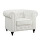 preview thumbnail 1 of 36, Everett Chesterfield 3-Piece Sectional Sofa Set - Rolled Arms & Button Tufted Cushions (Available in Multiple Variations) White, Chair, PU