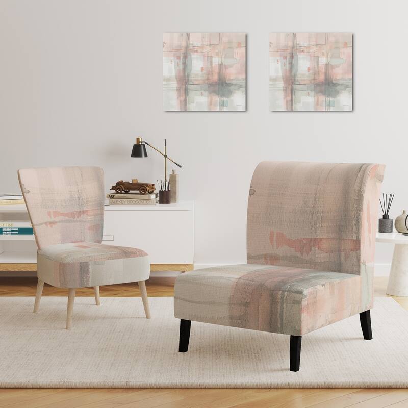 Designart "Intersect II Grey" Upholstered Pink Modern Accent Chair - Arm Chair