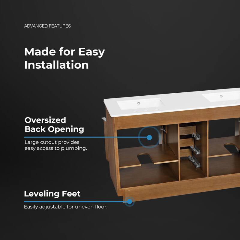 OVE Xander Bathroom Vanity with White Engineered Stone Top