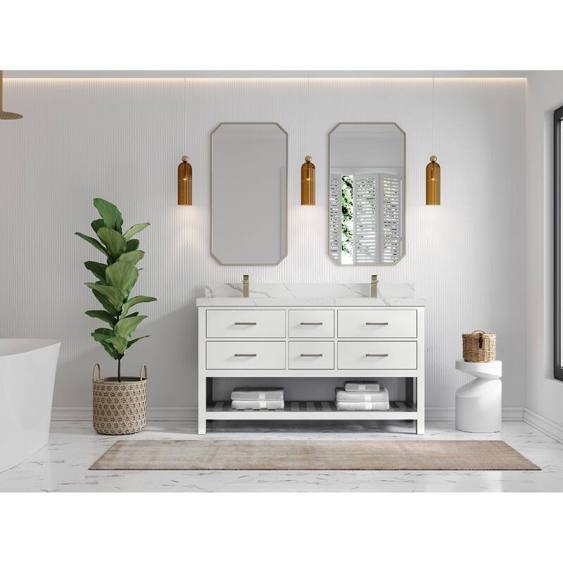 Willow Collections 60 in. W x 22 in. D Parker Double Sink Bathroom Vanity with Countertop