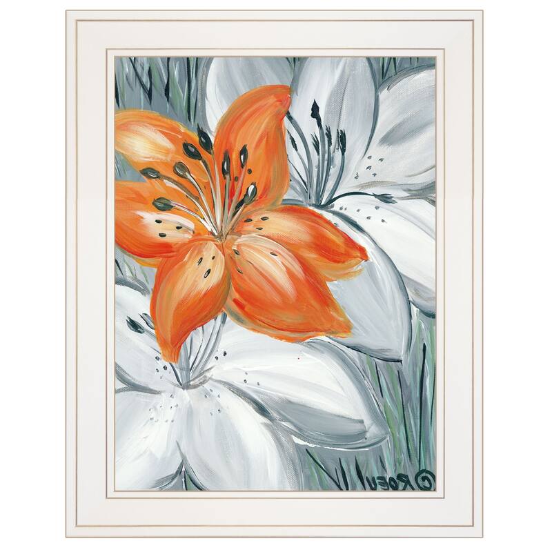 HomeRoots Tiger Lily in Orange 1 White Framed Print Wall Art