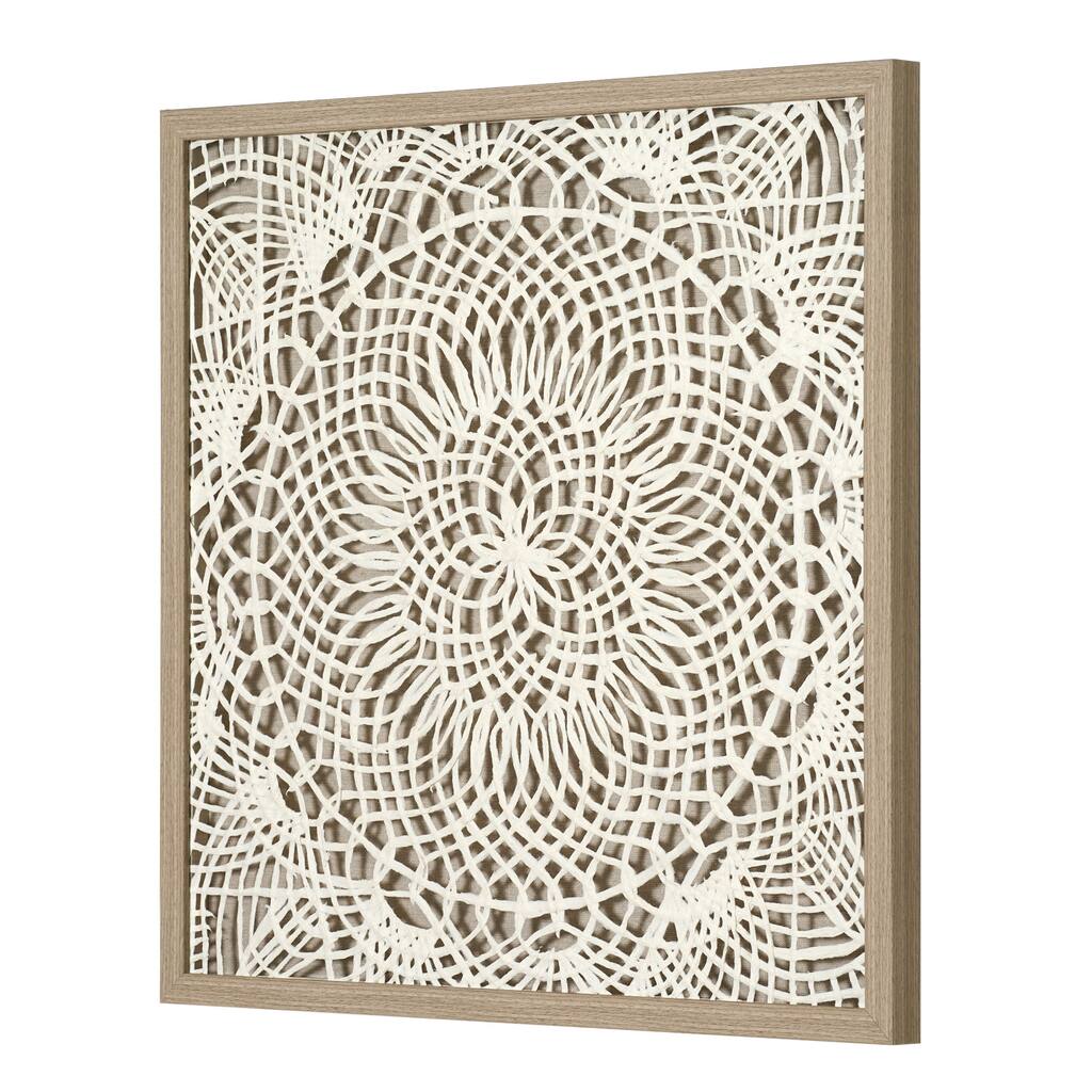 Boho Handmade Framed Natural Rice Paper Wall Art Decor - 23.5" x 23.5" - 23.5" x 23.5" - 23.5" x 23.5"